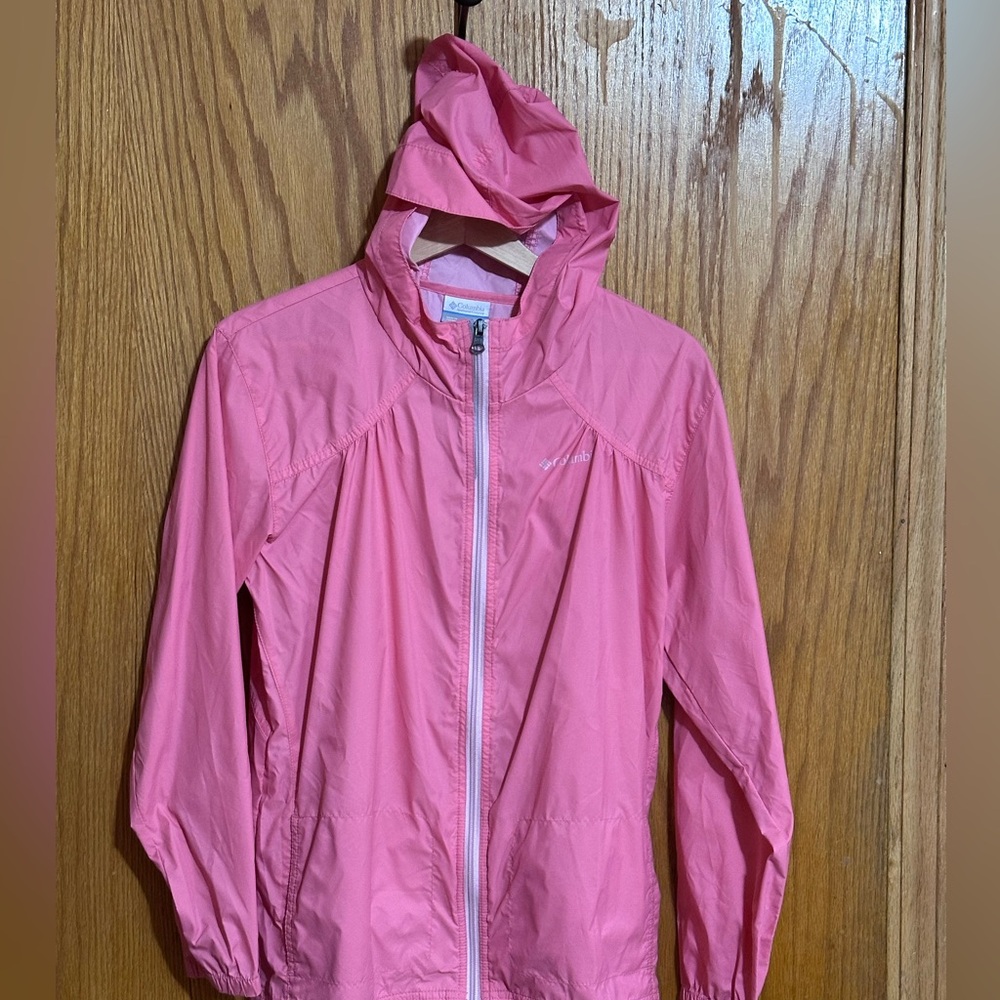 Columbia girls sz‎ xl 18-20 pink lightweight rain spring jacket